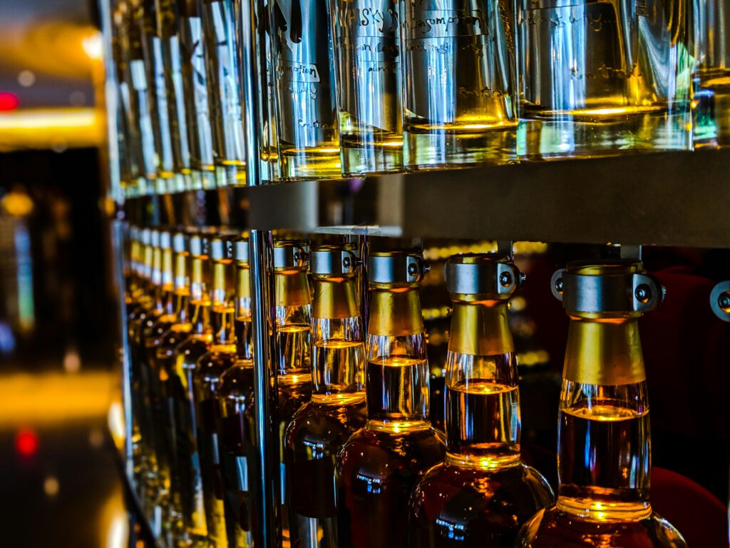 Bottles on a factory line